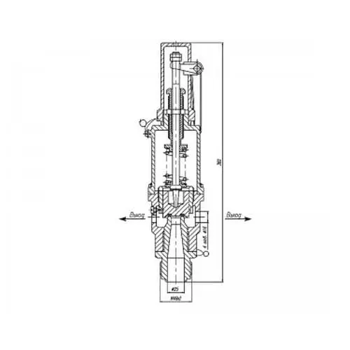 Клапан латунный предохранительный пружинный полноподъемный с принудительным подрывом 524-3642 (ИПЛT.49414121) 