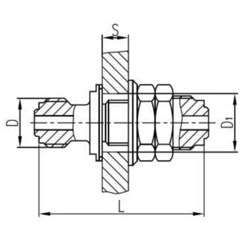 Латунный переборочный штуцерный съемный стакан 20x100 мм 554-03.909-04 (ИTШЛ.363171.135-04)